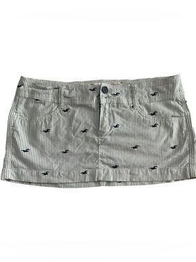 Vintage Hollister White Mini Skirt with Navy Pinstripes
